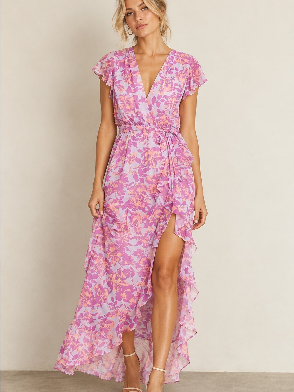Amanda Uprichard Midsummer Floral Ruffle Maxi Dress Size Large